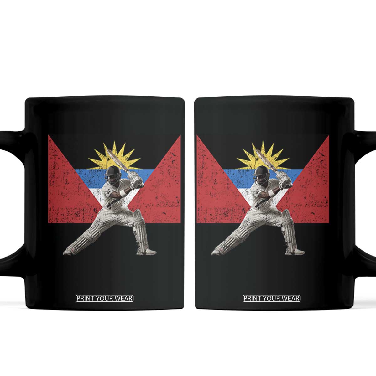 Antigua and Barbuda Cricket Coffee Mug Retro Vintage Sport Antiguan Flag West Indies Fan TS10 Black Print Your Wear