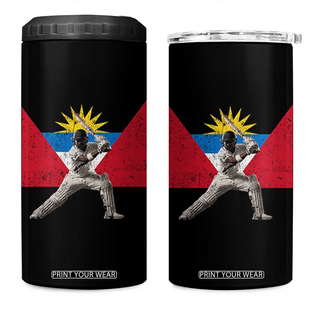 Antigua and Barbuda Cricket 4 in 1 Can Cooler Tumbler Retro Vintage Sport Antiguan Flag West Indies Fan TS10 One Size: 16 oz Black Print Your Wear