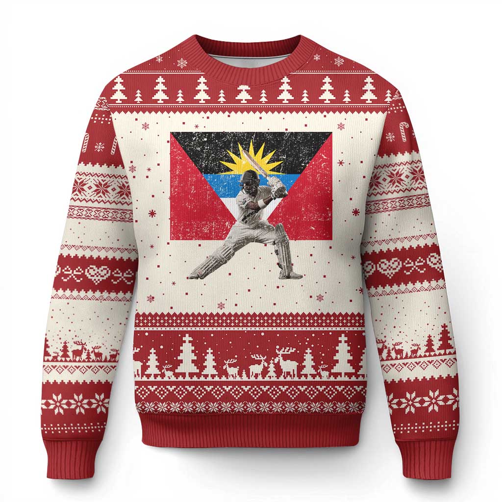 Antigua and Barbuda Cricket Ugly Christmas Sweater Retro Vintage Sport Antiguan Flag West Indies Fan TS10 Beige Red Print Your Wear