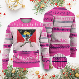 Antigua and Barbuda Cricket Ugly Christmas Sweater Retro Vintage Sport Antiguan Flag West Indies Fan TS10 Hot Pink Print Your Wear