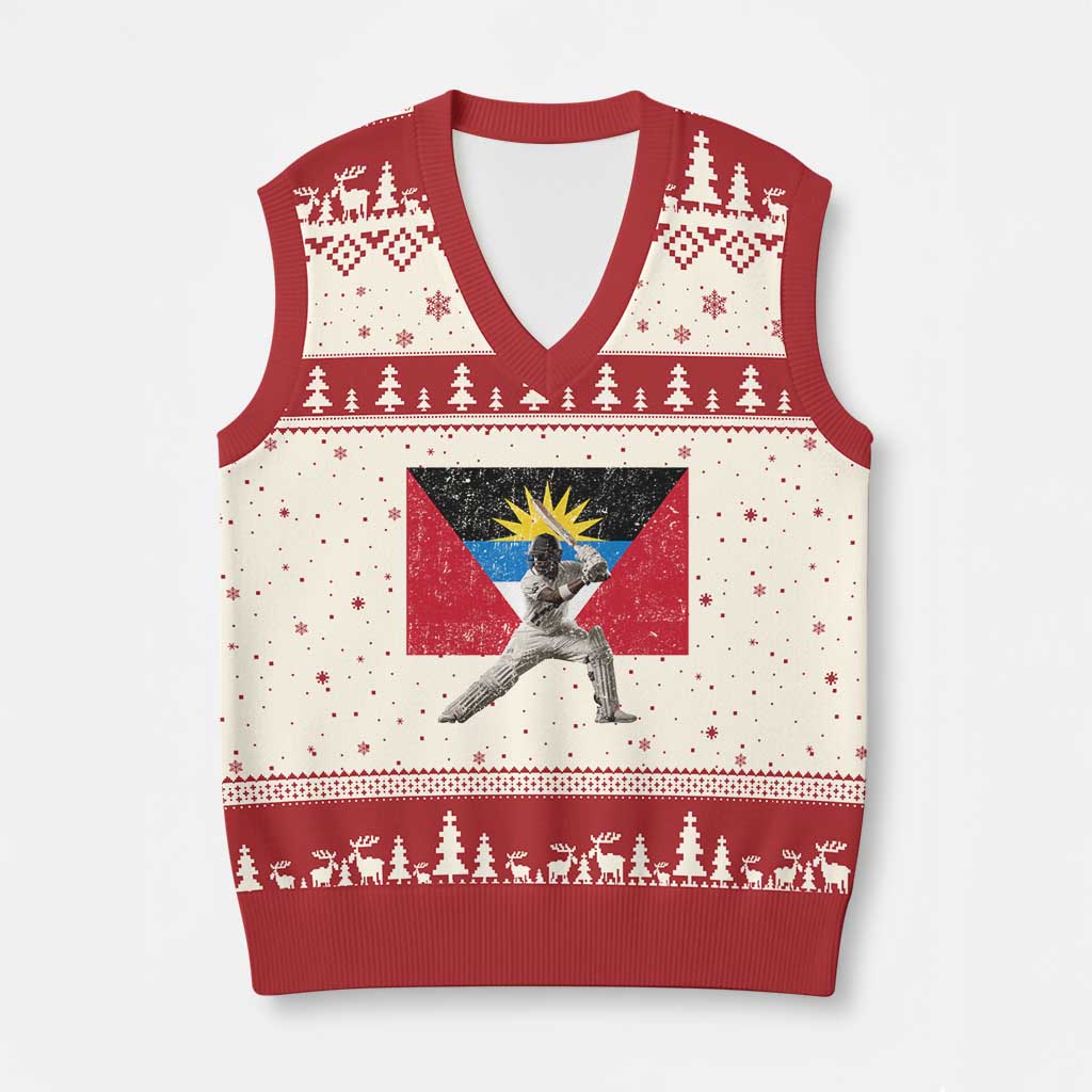 Antigua and Barbuda Cricket V-Neck Knit Sweater Vest Retro Vintage Sport Antiguan Flag West Indies Fan TS10 Beige Red Print Your Wear