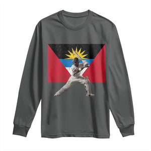 Antigua and Barbuda Cricket Long Sleeve Shirt Retro Vintage Sport Antiguan Flag West Indies Fan TS10 Dark Heather Print Your Wear