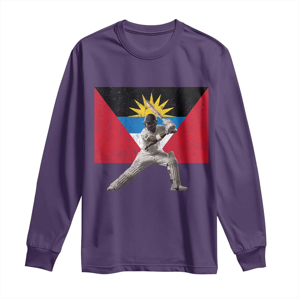 Antigua and Barbuda Cricket Long Sleeve Shirt Retro Vintage Sport Antiguan Flag West Indies Fan TS10 Purple Print Your Wear