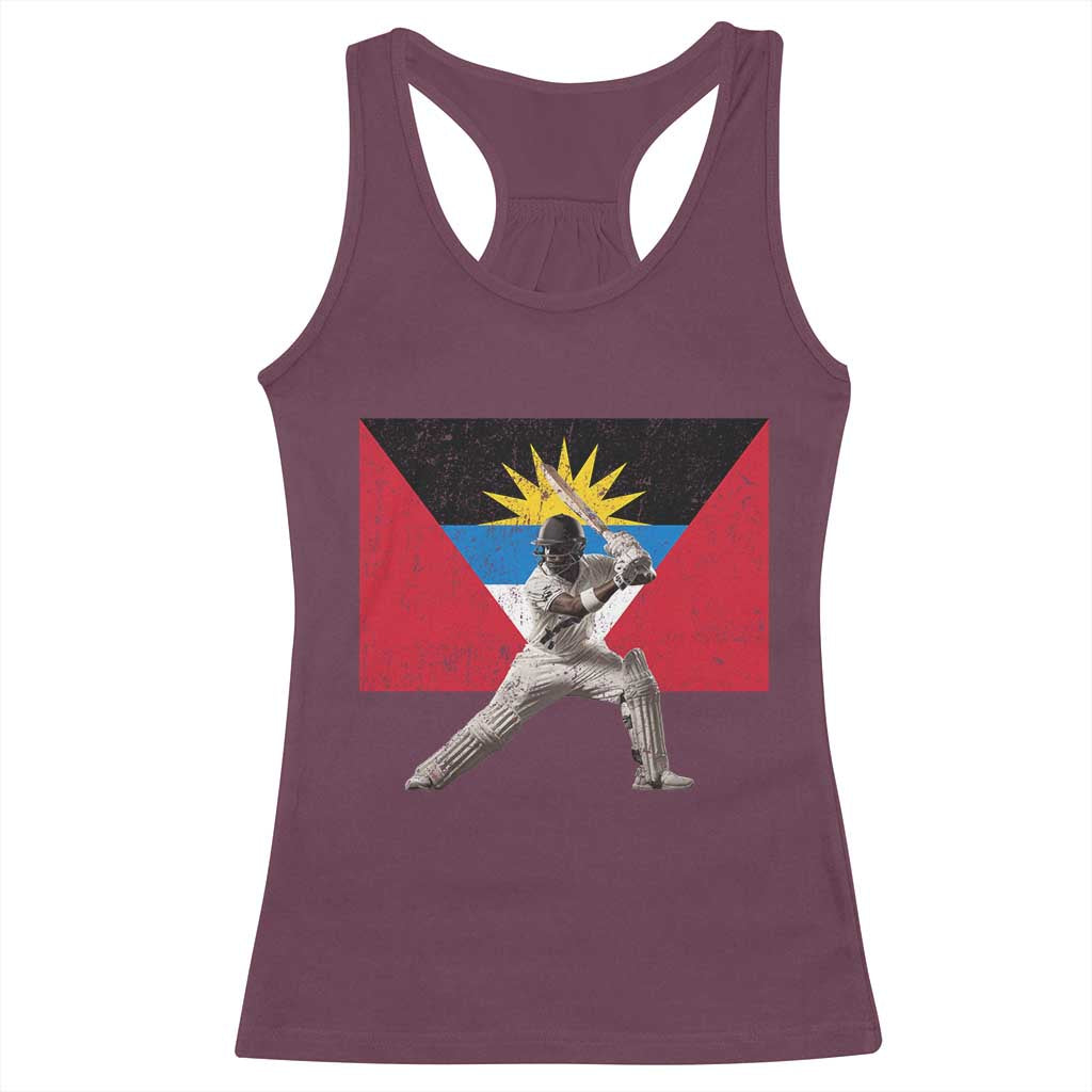 Antigua and Barbuda Cricket Racerback Tank Top Retro Vintage Sport Antiguan Flag West Indies Fan TS10 Maroon Print Your Wear