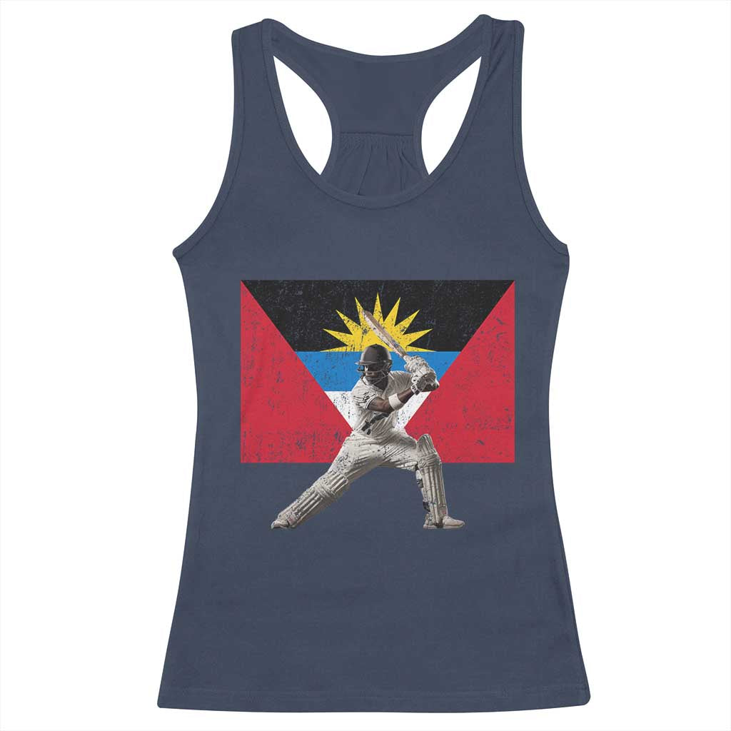 Antigua and Barbuda Cricket Racerback Tank Top Retro Vintage Sport Antiguan Flag West Indies Fan TS10 Navy Print Your Wear