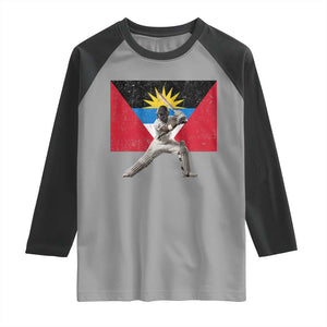 Antigua and Barbuda Cricket Raglan Shirt Retro Vintage Sport Antiguan Flag West Indies Fan TS10 Sport Gray Black Print Your Wear