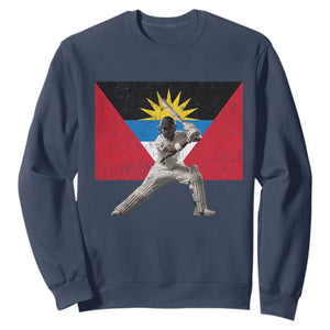Antigua and Barbuda Cricket Sweatshirt Retro Vintage Sport Antiguan Flag West Indies Fan TS10 Navy Print Your Wear