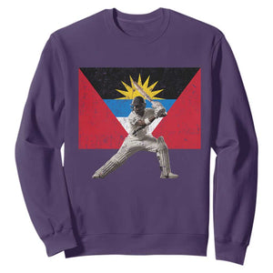 Antigua and Barbuda Cricket Sweatshirt Retro Vintage Sport Antiguan Flag West Indies Fan TS10 Purple Print Your Wear