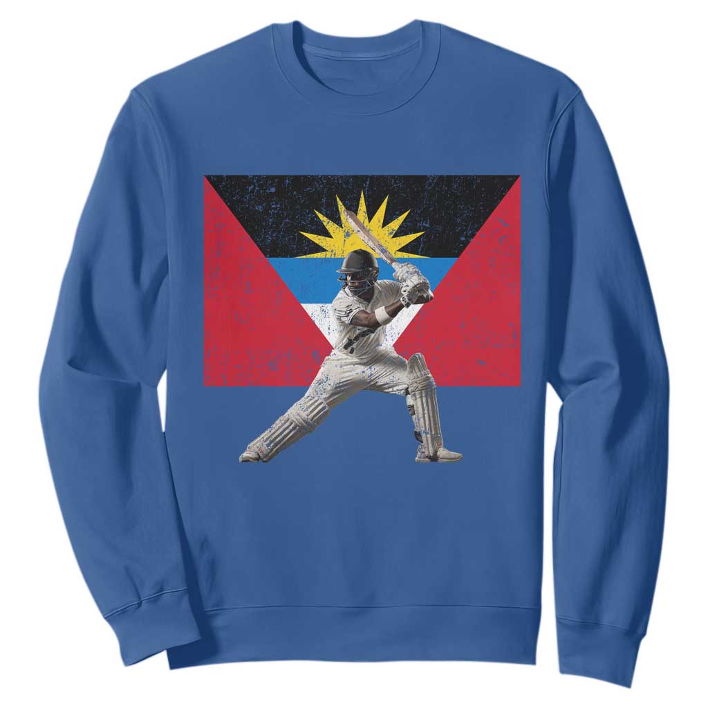 Antigua and Barbuda Cricket Sweatshirt Retro Vintage Sport Antiguan Flag West Indies Fan TS10 Royal Blue Print Your Wear