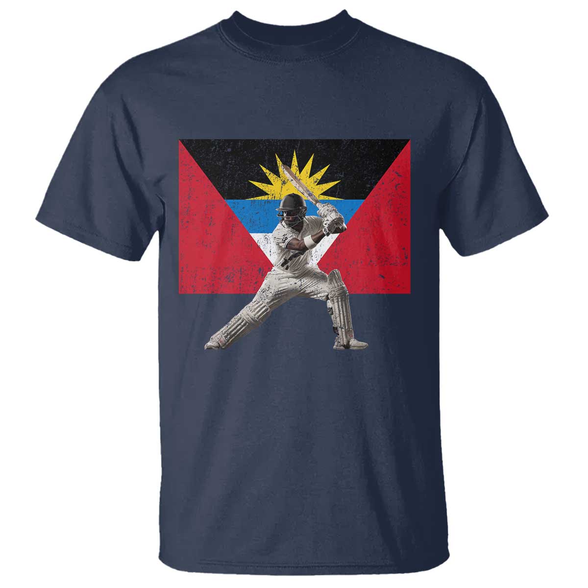 Antigua and Barbuda Cricket T Shirt Retro Vintage Sport Antiguan Flag West Indies Fan TS10 Navy Print Your Wear