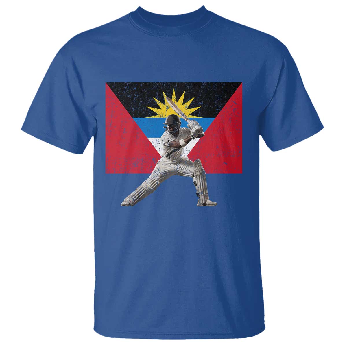 Antigua and Barbuda Cricket T Shirt Retro Vintage Sport Antiguan Flag West Indies Fan TS10 Royal Blue Print Your Wear