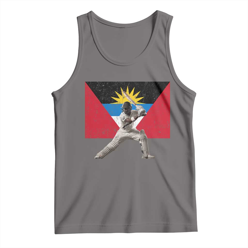 Antigua and Barbuda Cricket Tank Top Retro Vintage Sport Antiguan Flag West Indies Fan TS10 Deep Heather Print Your Wear