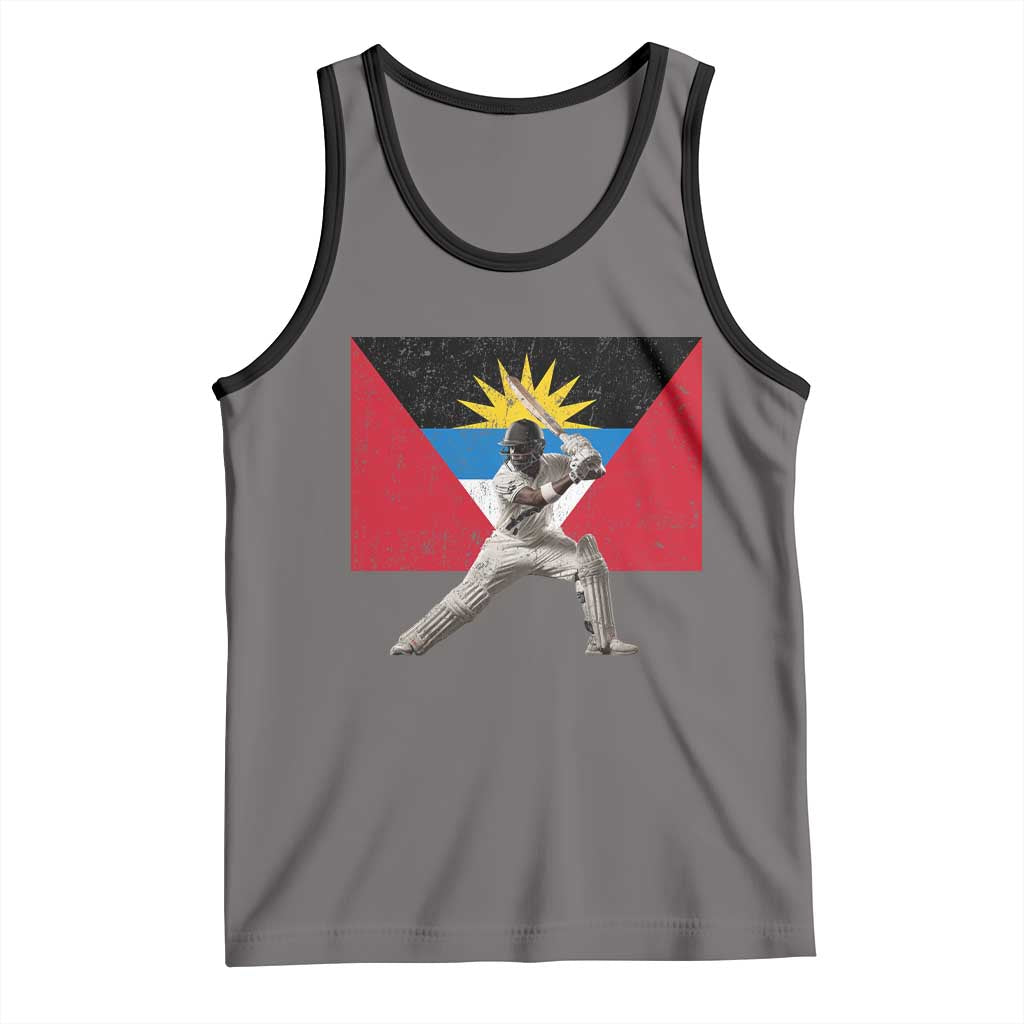 Antigua and Barbuda Cricket Tank Top Retro Vintage Sport Antiguan Flag West Indies Fan TS10 Deep Heather Black Print Your Wear
