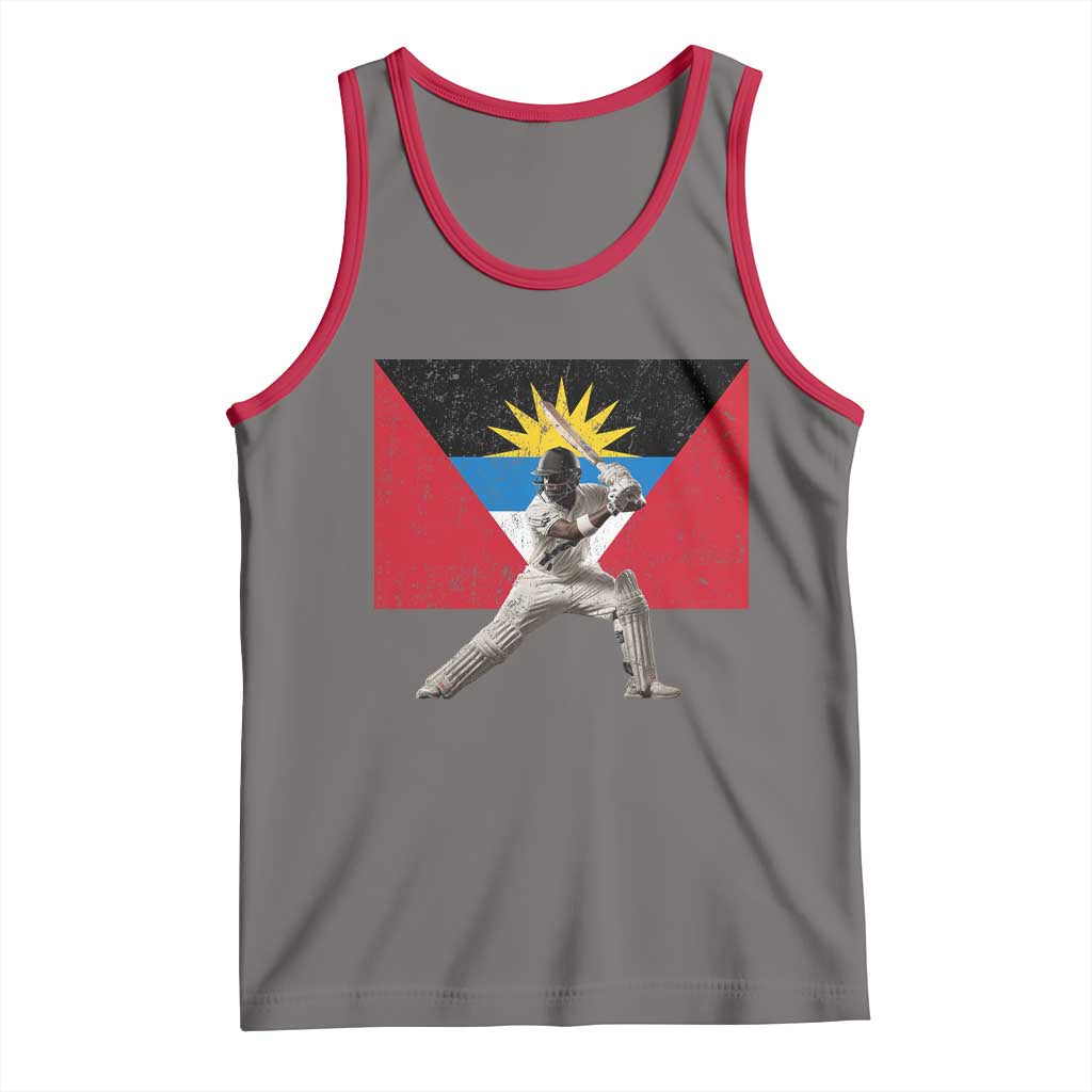 Antigua and Barbuda Cricket Tank Top Retro Vintage Sport Antiguan Flag West Indies Fan TS10 Deep Heather Red Print Your Wear
