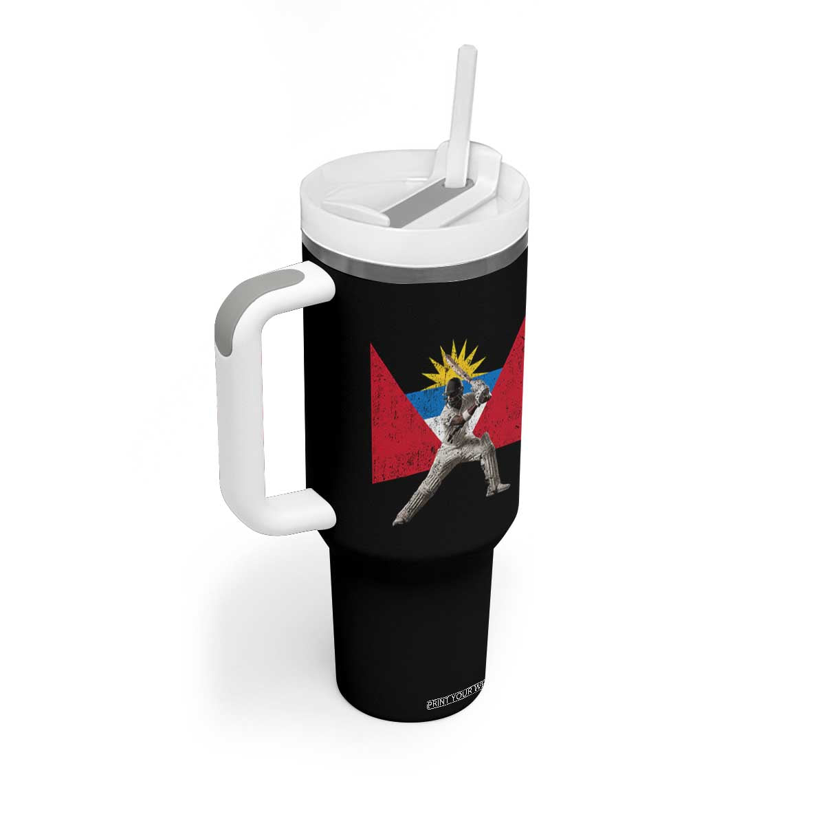 Antigua and Barbuda Cricket Tumbler With Handle Retro Vintage Sport Antiguan Flag West Indies Fan TS10 Print Your Wear