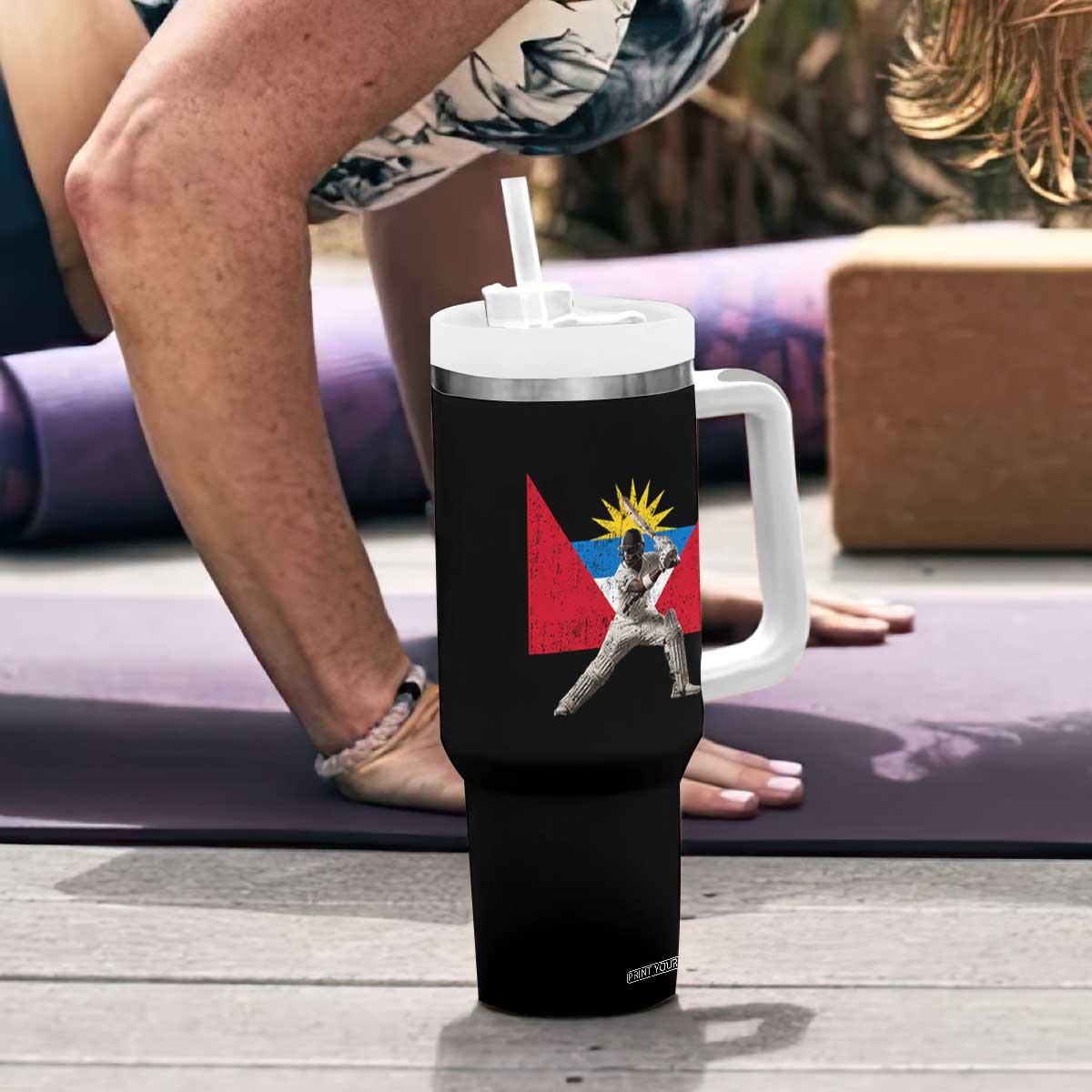 Antigua and Barbuda Cricket Tumbler With Handle Retro Vintage Sport Antiguan Flag West Indies Fan TS10 Print Your Wear