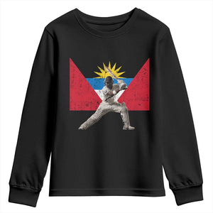 Antigua and Barbuda Cricket Youth Sweatshirt Retro Vintage Sport Antiguan Flag West Indies Fan TS10 Black Print Your Wear