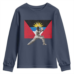 Antigua and Barbuda Cricket Youth Sweatshirt Retro Vintage Sport Antiguan Flag West Indies Fan TS10 Navy Print Your Wear