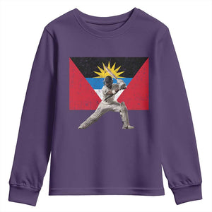 Antigua and Barbuda Cricket Youth Sweatshirt Retro Vintage Sport Antiguan Flag West Indies Fan TS10 Purple Print Your Wear