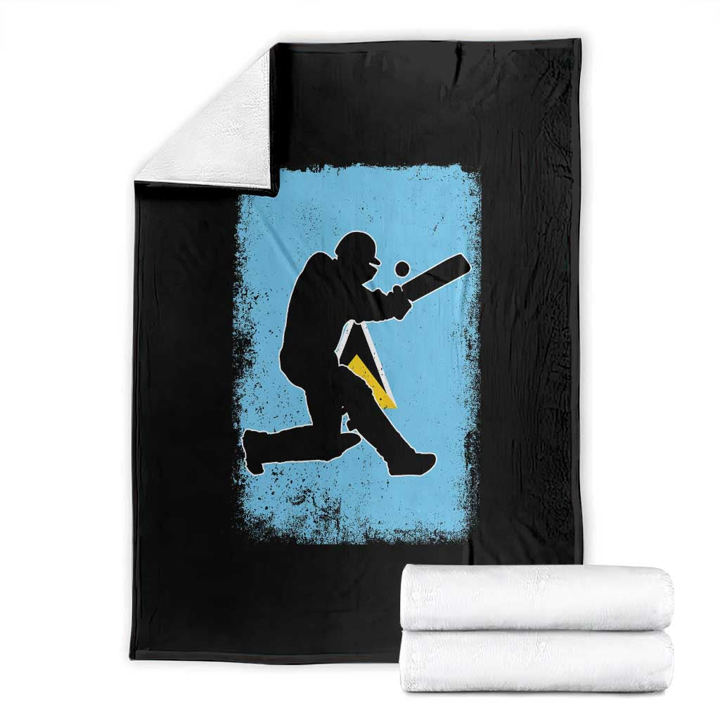 Saint Lucia Cricket Throw Blanket Retro Vintage Sport Saint Lucian Flag West Indies Cricket Fan TS10 Black Print Your Wear