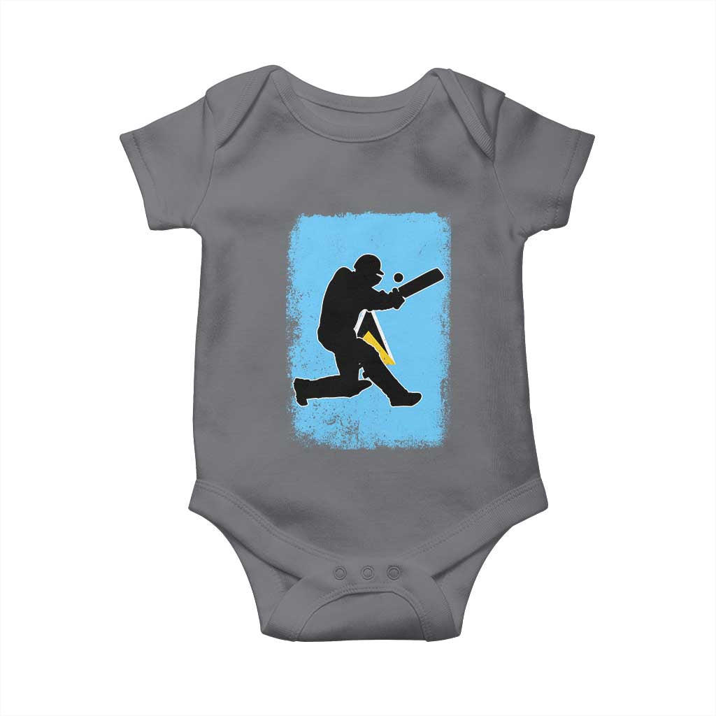 Saint Lucia Cricket Baby Onesie Retro Vintage Sport Saint Lucian Flag West Indies Cricket Fan TS10 Charcoal Print Your Wear