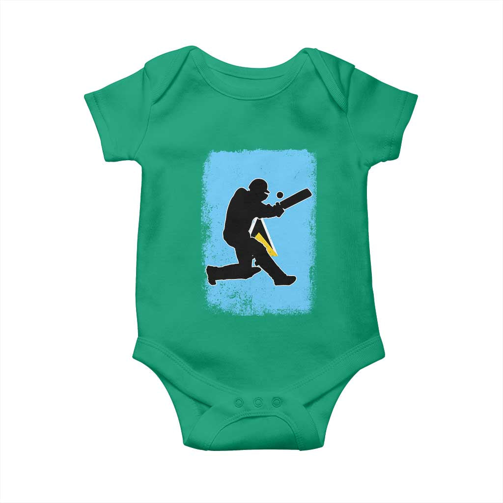Saint Lucia Cricket Baby Onesie Retro Vintage Sport Saint Lucian Flag West Indies Cricket Fan TS10 Irish Green Print Your Wear