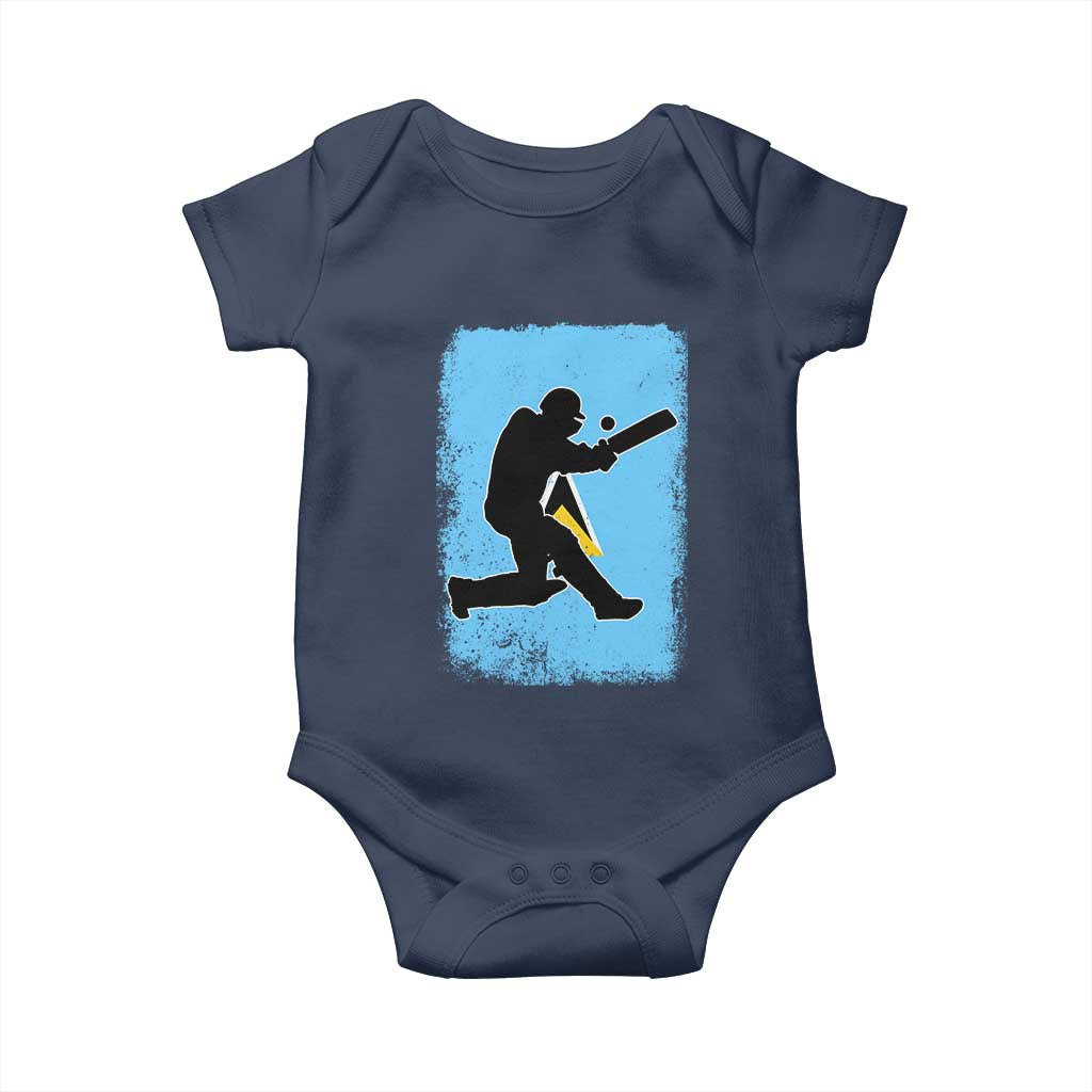 Saint Lucia Cricket Baby Onesie Retro Vintage Sport Saint Lucian Flag West Indies Cricket Fan TS10 Navy Print Your Wear