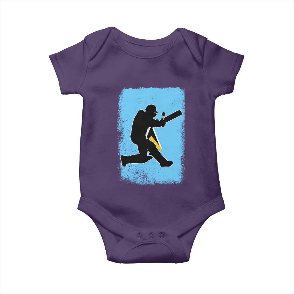 Saint Lucia Cricket Baby Onesie Retro Vintage Sport Saint Lucian Flag West Indies Cricket Fan TS10 Purple Print Your Wear