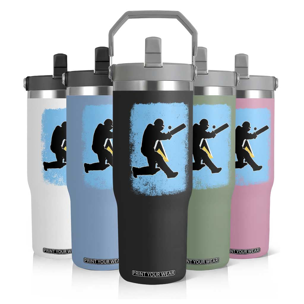 Saint Lucia Cricket Flip Straw Tumbler Retro Vintage Sport Saint Lucian Flag West Indies Cricket Fan TS10 Print Your Wear
