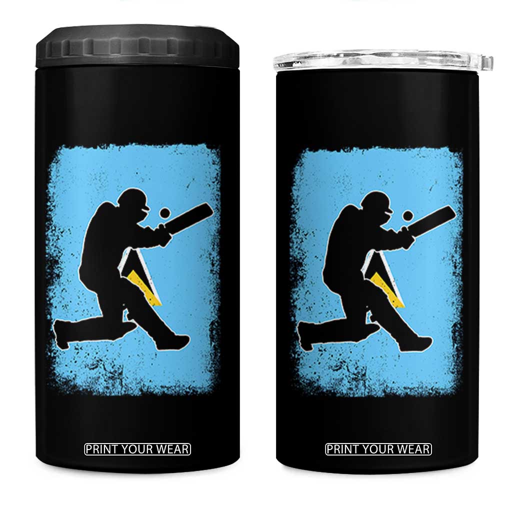 Saint Lucia Cricket 4 in 1 Can Cooler Tumbler Retro Vintage Sport Saint Lucian Flag West Indies Cricket Fan TS10 One Size: 16 oz Black Print Your Wear