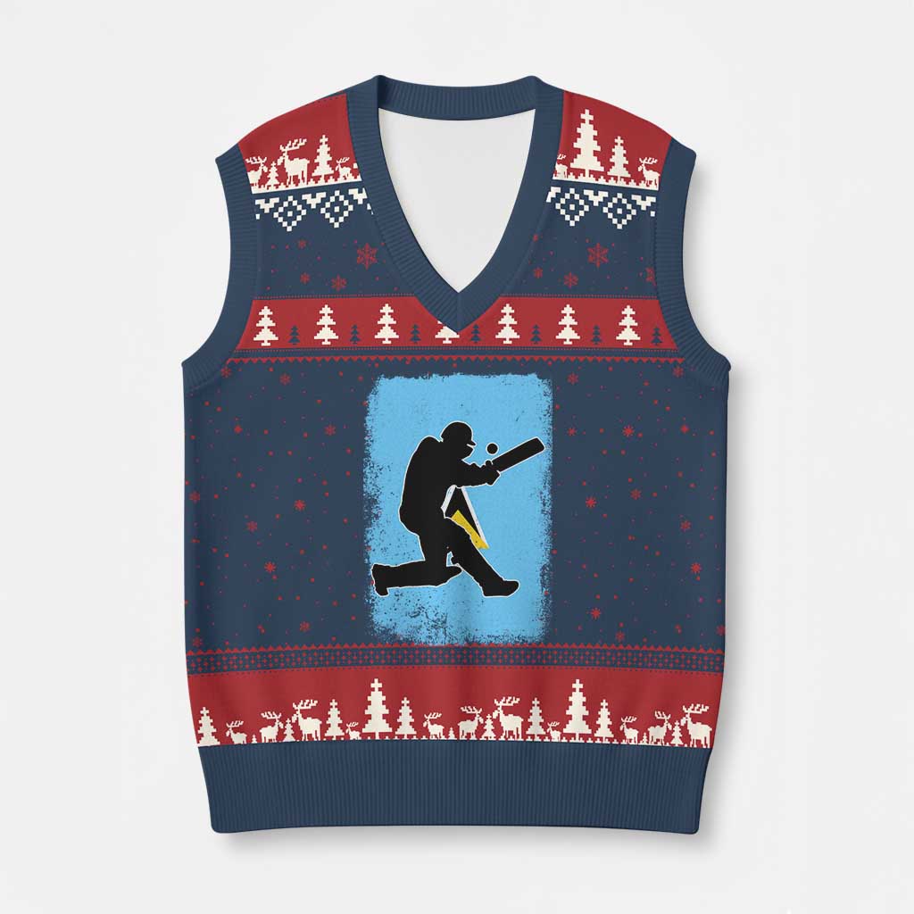 Saint Lucia Cricket V-Neck Knit Sweater Vest Retro Vintage Sport Saint Lucian Flag West Indies Cricket Fan TS10 Navy Red Print Your Wear