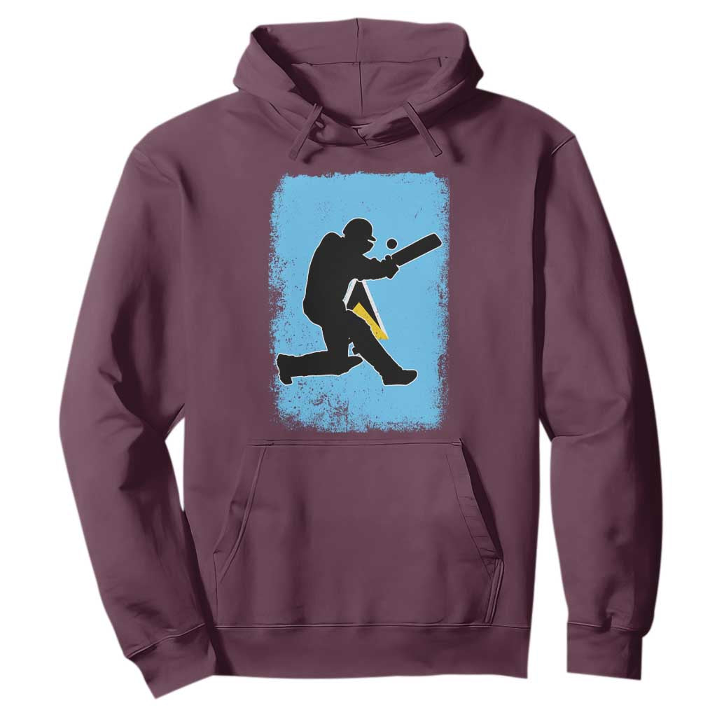 Saint Lucia Cricket Hoodie Retro Vintage Sport Saint Lucian Flag West Indies Cricket Fan TS10 Maroon Print Your Wear