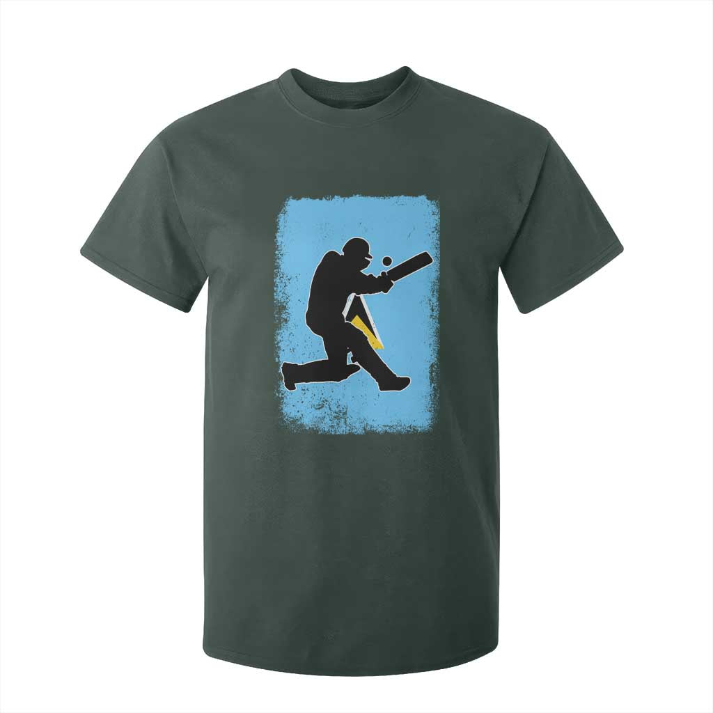 Saint Lucia Cricket T Shirt For Kid Retro Vintage Sport Saint Lucian Flag West Indies Cricket Fan TS10 Dark Forest Green Print Your Wear