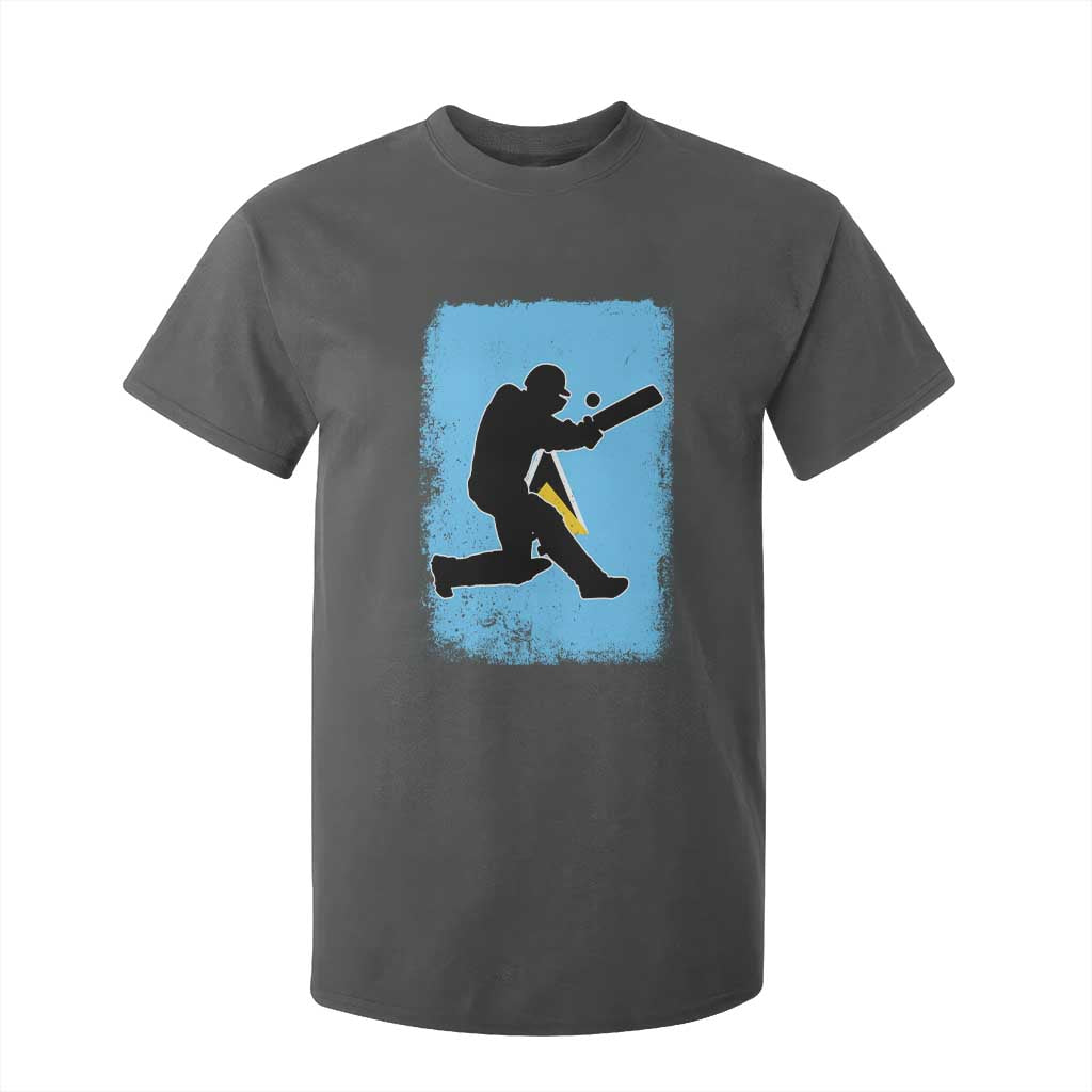 Saint Lucia Cricket T Shirt For Kid Retro Vintage Sport Saint Lucian Flag West Indies Cricket Fan TS10 Dark Heather Print Your Wear
