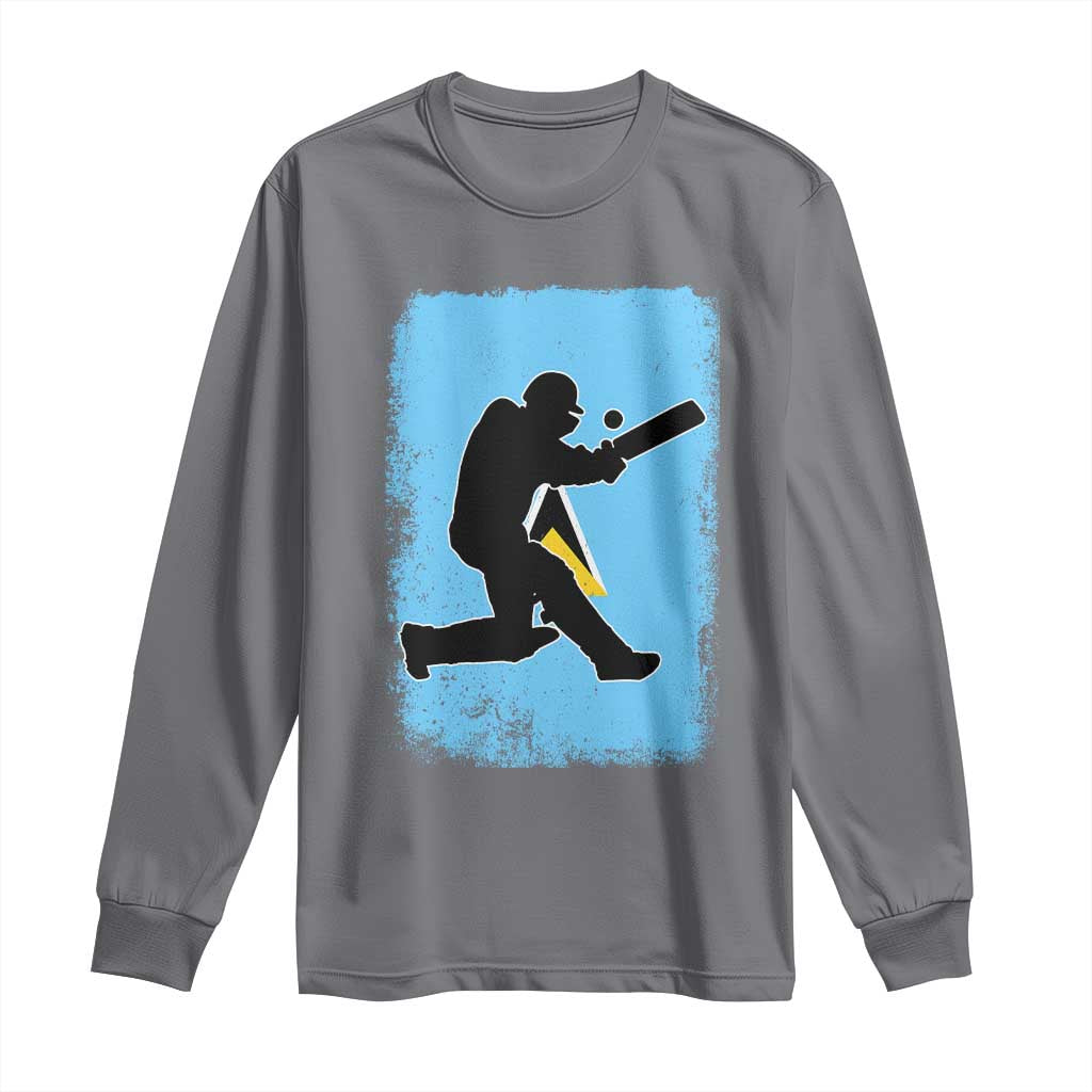 Saint Lucia Cricket Long Sleeve Shirt Retro Vintage Sport Saint Lucian Flag West Indies Cricket Fan TS10 Charcoal Print Your Wear
