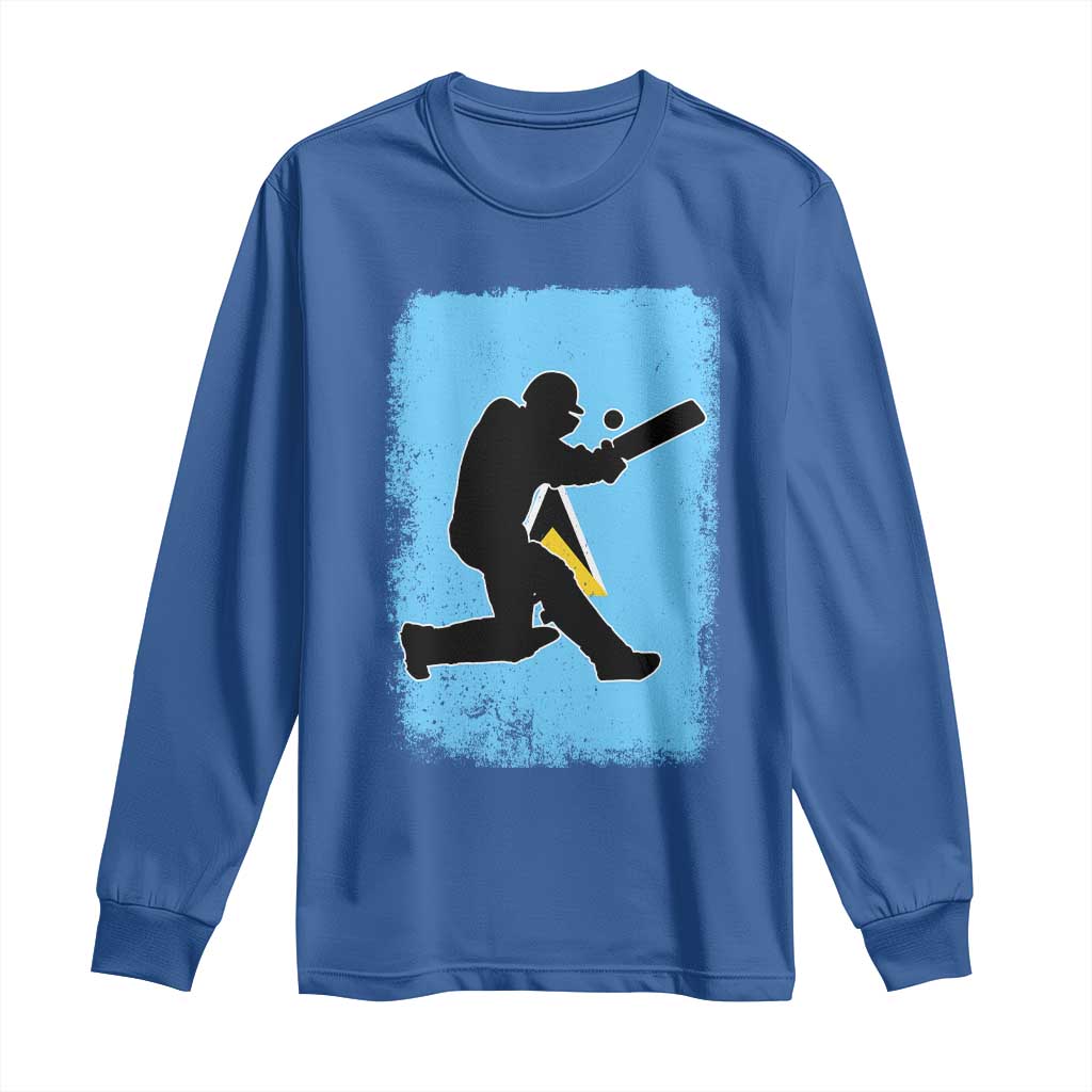Saint Lucia Cricket Long Sleeve Shirt Retro Vintage Sport Saint Lucian Flag West Indies Cricket Fan TS10 Royal Blue Print Your Wear