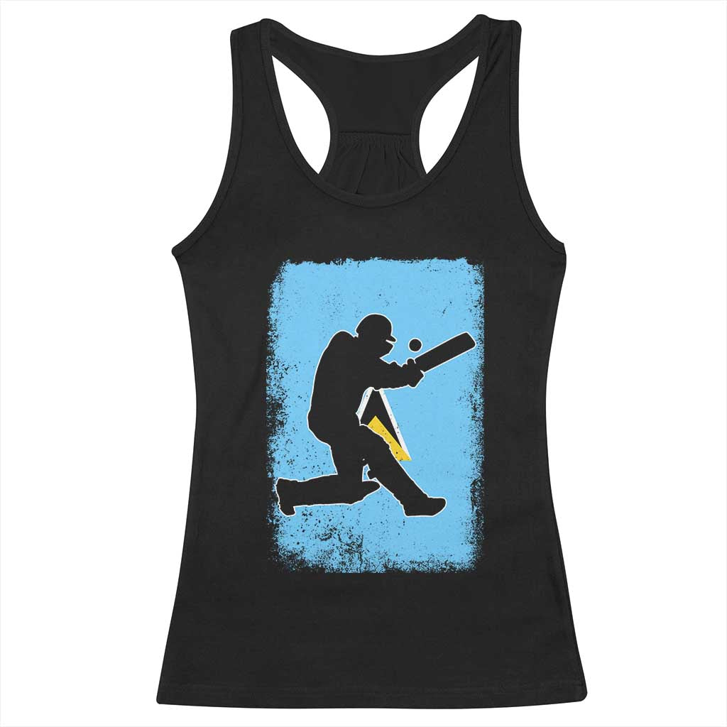 Saint Lucia Cricket Racerback Tank Top Retro Vintage Sport Saint Lucian Flag West Indies Cricket Fan TS10 Black Print Your Wear