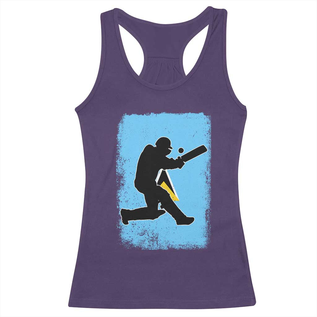 Saint Lucia Cricket Racerback Tank Top Retro Vintage Sport Saint Lucian Flag West Indies Cricket Fan TS10 Purple Print Your Wear