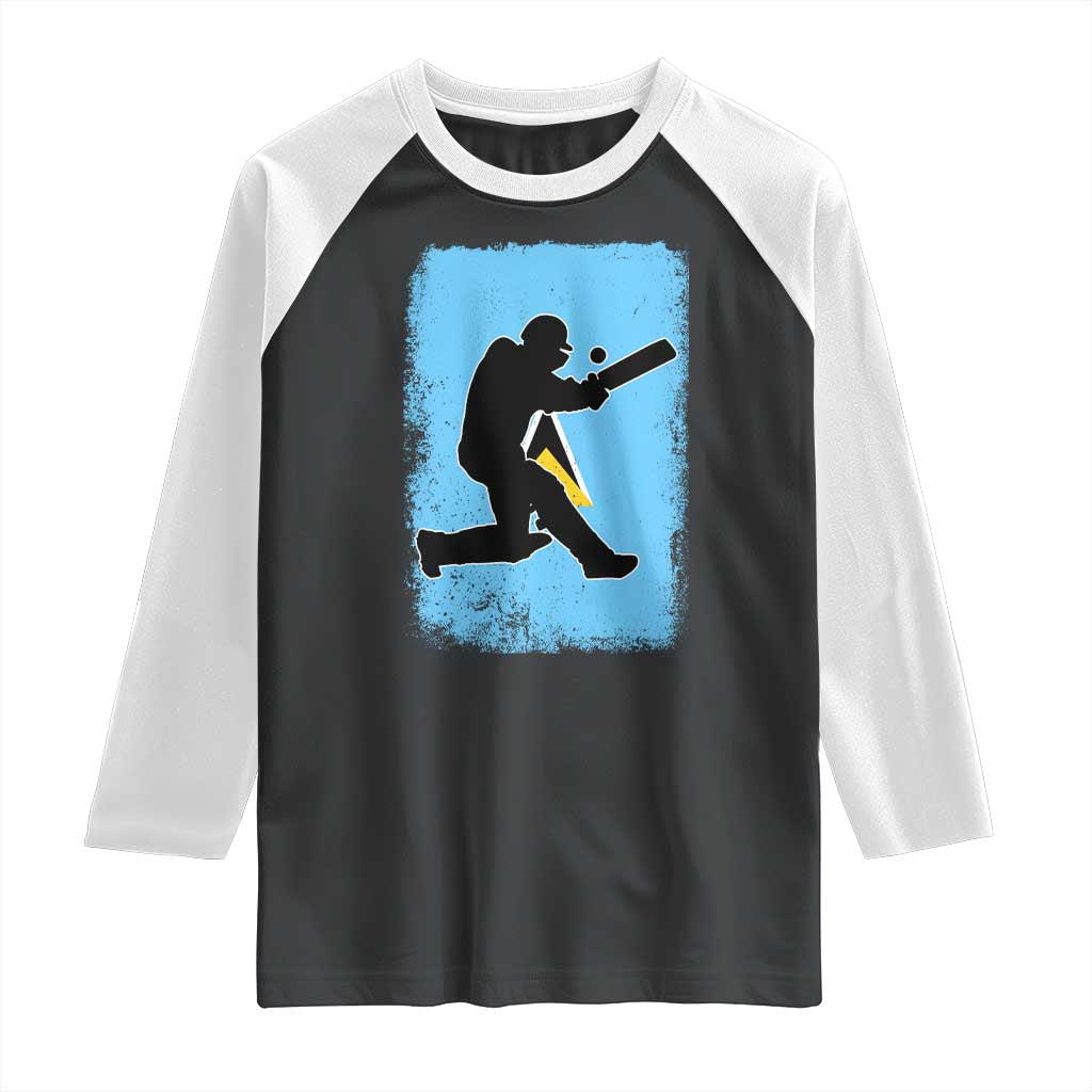 Saint Lucia Cricket Raglan Shirt Retro Vintage Sport Saint Lucian Flag West Indies Cricket Fan TS10 Black White Print Your Wear