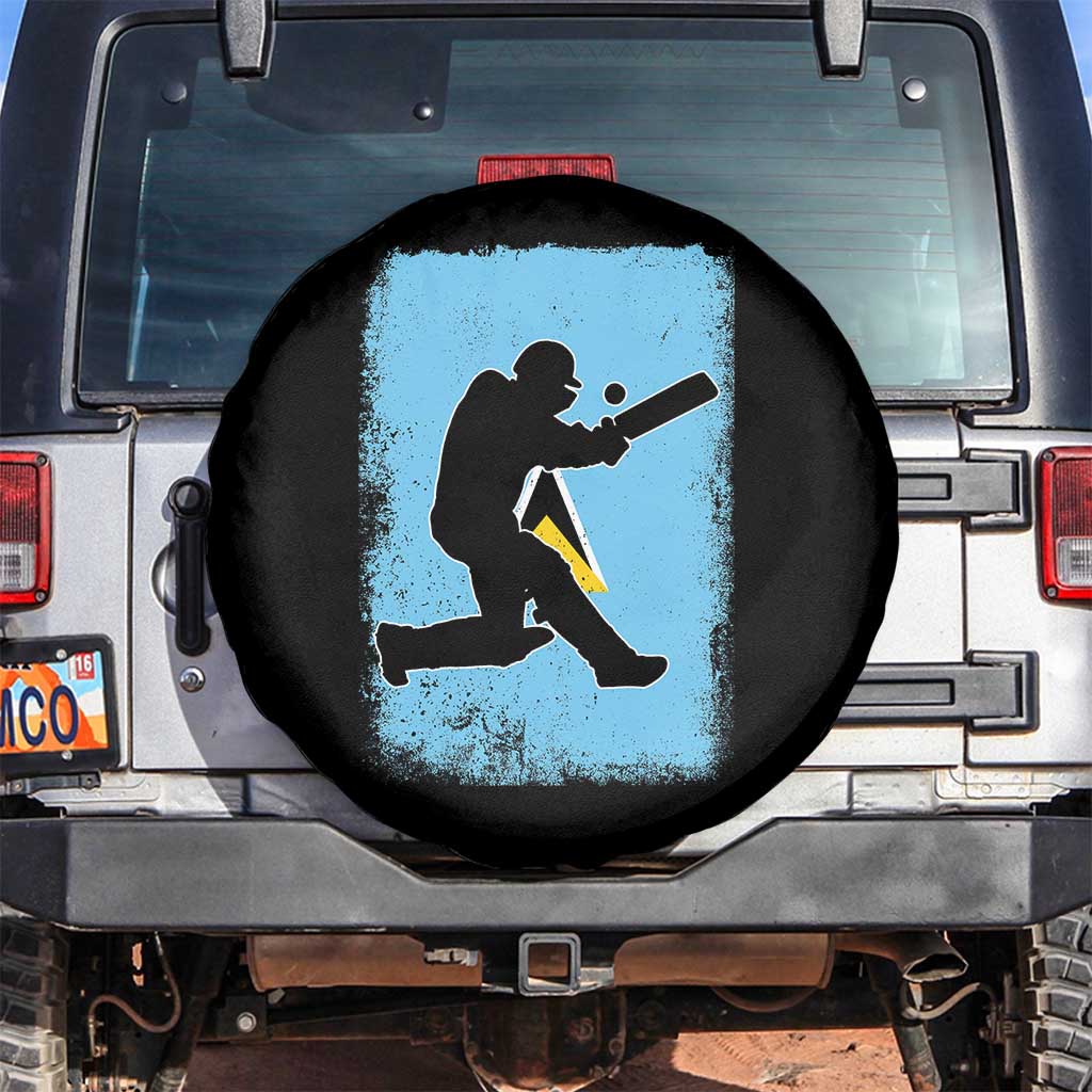 Saint Lucia Cricket Spare Tire Cover Retro Vintage Sport Saint Lucian Flag West Indies Cricket Fan TS10 No hole Black Print Your Wear