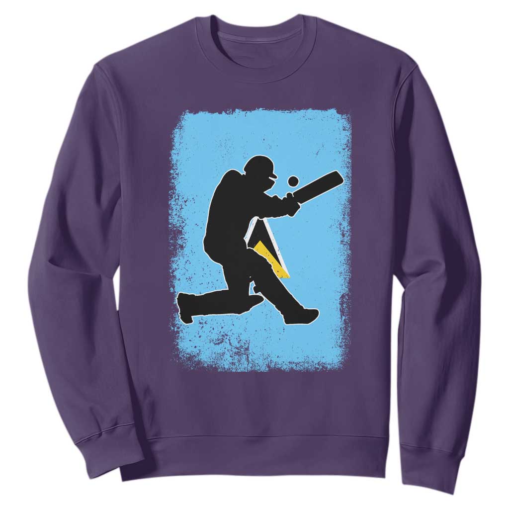 Saint Lucia Cricket Sweatshirt Retro Vintage Sport Saint Lucian Flag West Indies Cricket Fan TS10 Purple Print Your Wear