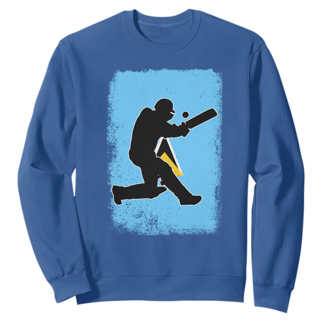 Saint Lucia Cricket Sweatshirt Retro Vintage Sport Saint Lucian Flag West Indies Cricket Fan TS10 Royal Blue Print Your Wear