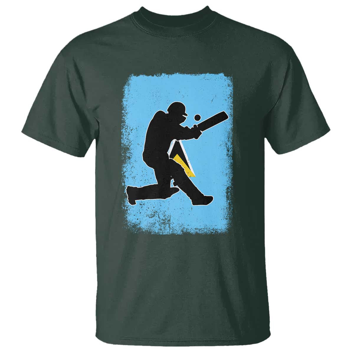 Saint Lucia Cricket T Shirt Retro Vintage Sport Saint Lucian Flag West Indies Cricket Fan TS10 Dark Forest Green Print Your Wear