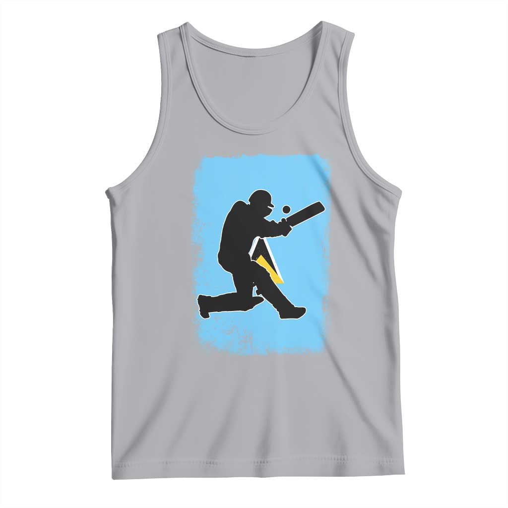Saint Lucia Cricket Tank Top Retro Vintage Sport Saint Lucian Flag West Indies Cricket Fan TS10 Athletic Heather Print Your Wear