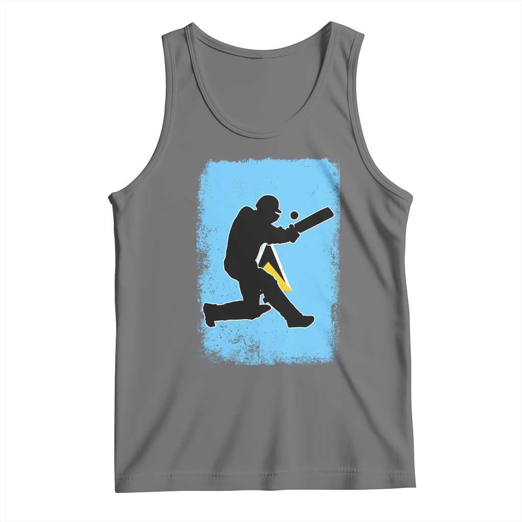 Saint Lucia Cricket Tank Top Retro Vintage Sport Saint Lucian Flag West Indies Cricket Fan TS10 Black Heather Print Your Wear