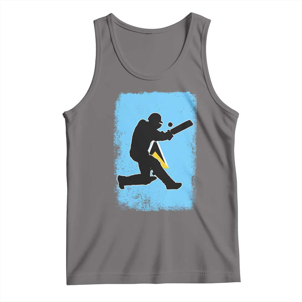 Saint Lucia Cricket Tank Top Retro Vintage Sport Saint Lucian Flag West Indies Cricket Fan TS10 Deep Heather Print Your Wear