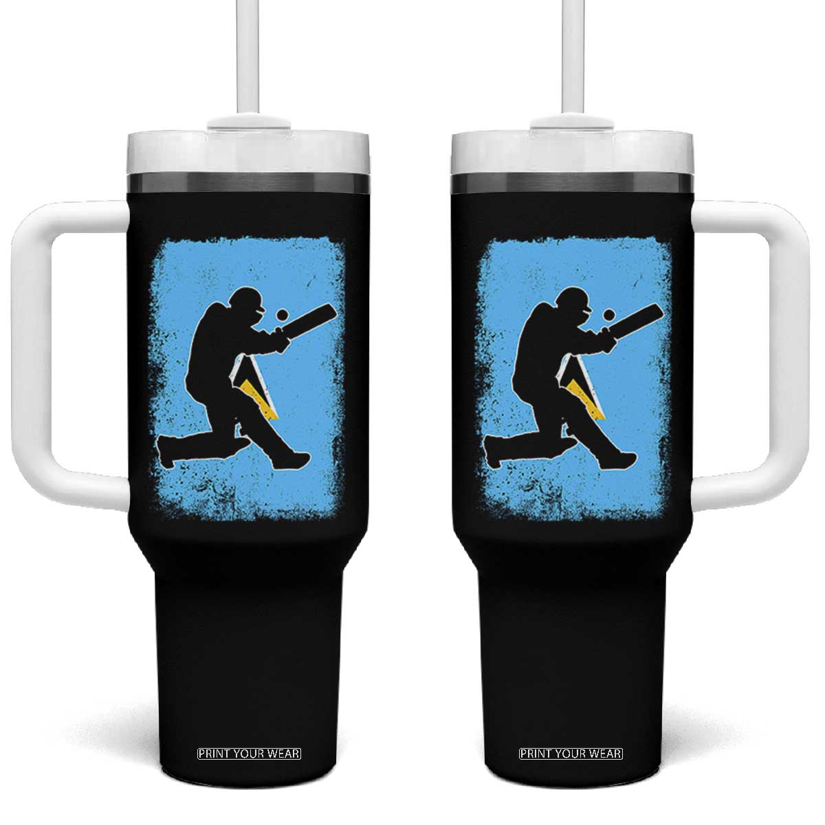 Saint Lucia Cricket Tumbler With Handle Retro Vintage Sport Saint Lucian Flag West Indies Cricket Fan TS10 One Size: 40 oz Black Print Your Wear