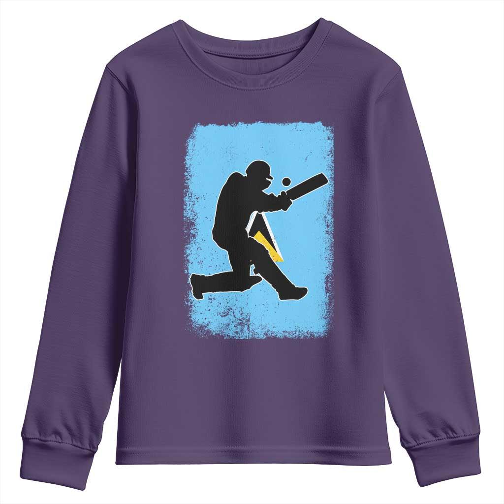 Saint Lucia Cricket Youth Sweatshirt Retro Vintage Sport Saint Lucian Flag West Indies Cricket Fan TS10 Purple Print Your Wear