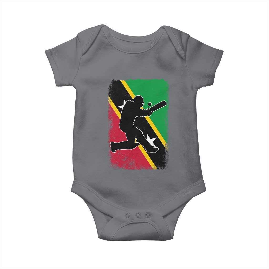 Saint Kitts and Nevis Cricket Baby Onesie Retro Vintage Sport Kittitian Flag West Indies Cricket Fan TS10 Charcoal Print Your Wear