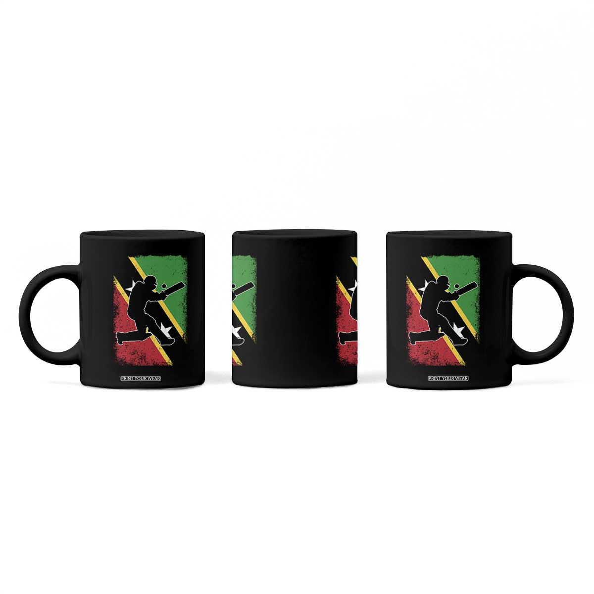 Saint Kitts and Nevis Cricket Coffee Mug Retro Vintage Sport Kittitian Flag West Indies Cricket Fan TS10 Print Your Wear